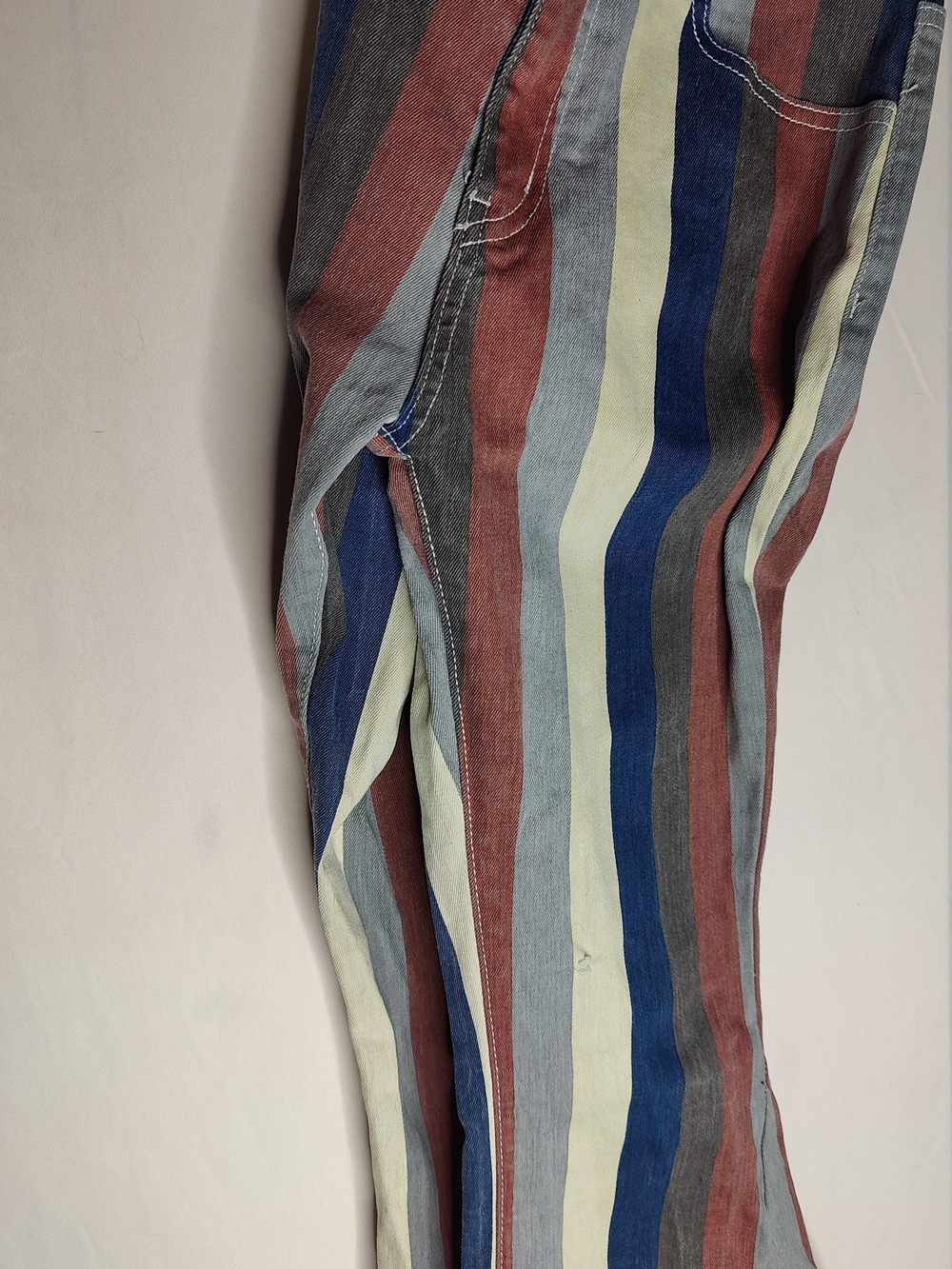 Altar'd State Blue, Cream & Gray Striped Flare Jeans - Picture 11 of 12